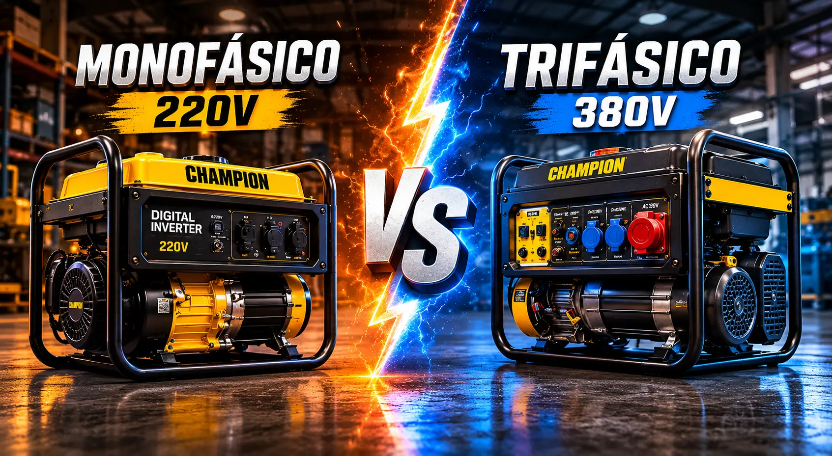Generador trifasico vs monofasico champion