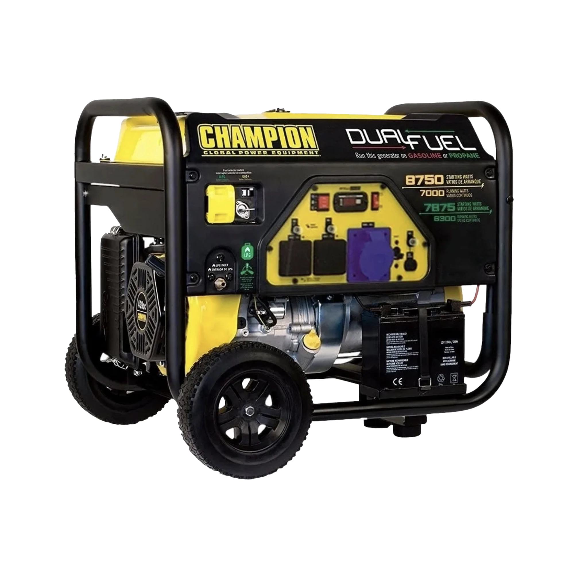 Grupo Eletrógeno Champion 8,7 Kva Gas/Nafta fondo transparente